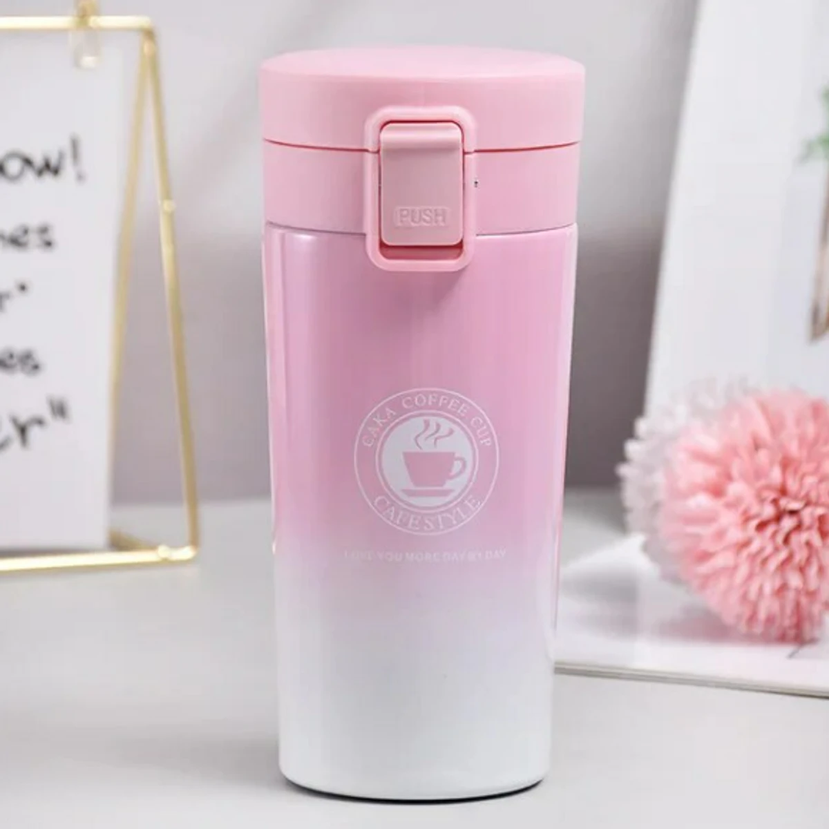 Stainless Steel Coffee Mug Bouncing Feature Portable Business Gifts Car Coffee Cup Water Bottle Vacuum Insulated Bottle