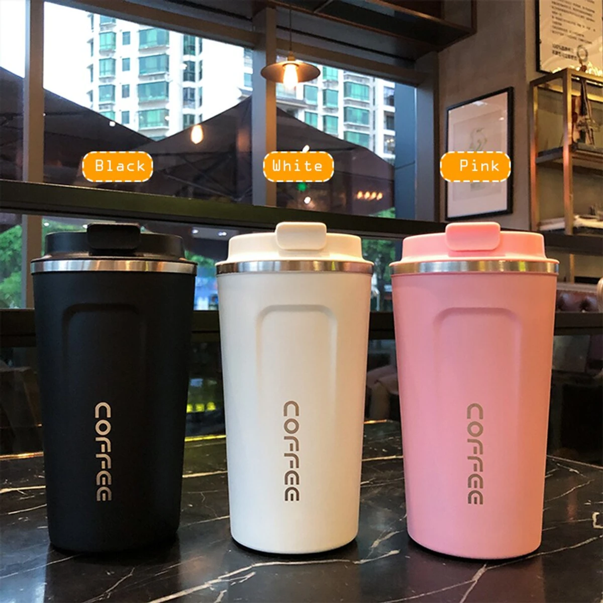 Stainless Steel Coffee Cup Thermos Mug Leak-Proof Thermos Travel Thermal Vacuum Flask Insulated Cup Water Bottle 510ML