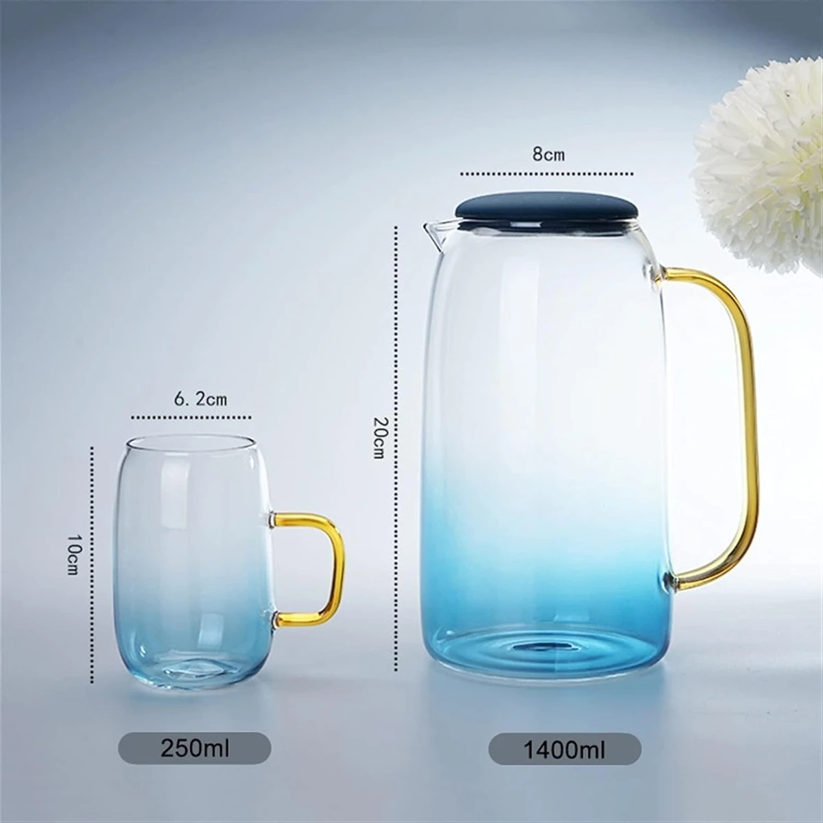 7 Pcs Borosilicate Glass Water Juice Jug & Mug Set