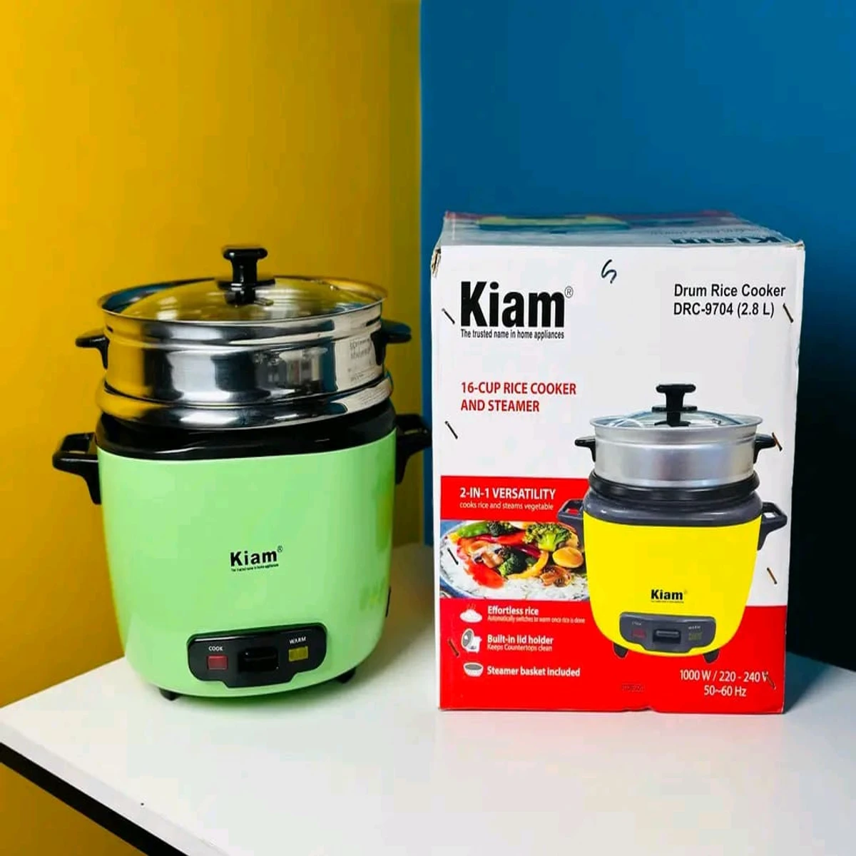 Kiam DRC 9704 2.8 liter Stainless Steel + Non-Stick Double Pot Rice Cooker