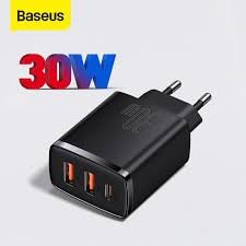 BASEUS Compact Quick Charger 2U+C Three Ports 30W Travel Power Adapter US Plug