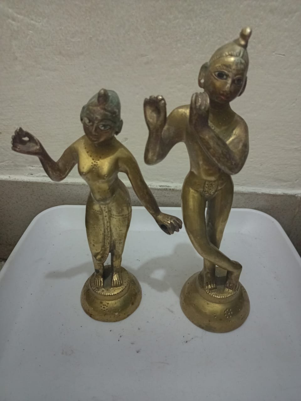 খাঁটি পিতলের রাধা–কৃষ্ণ যুগল মূর্তি